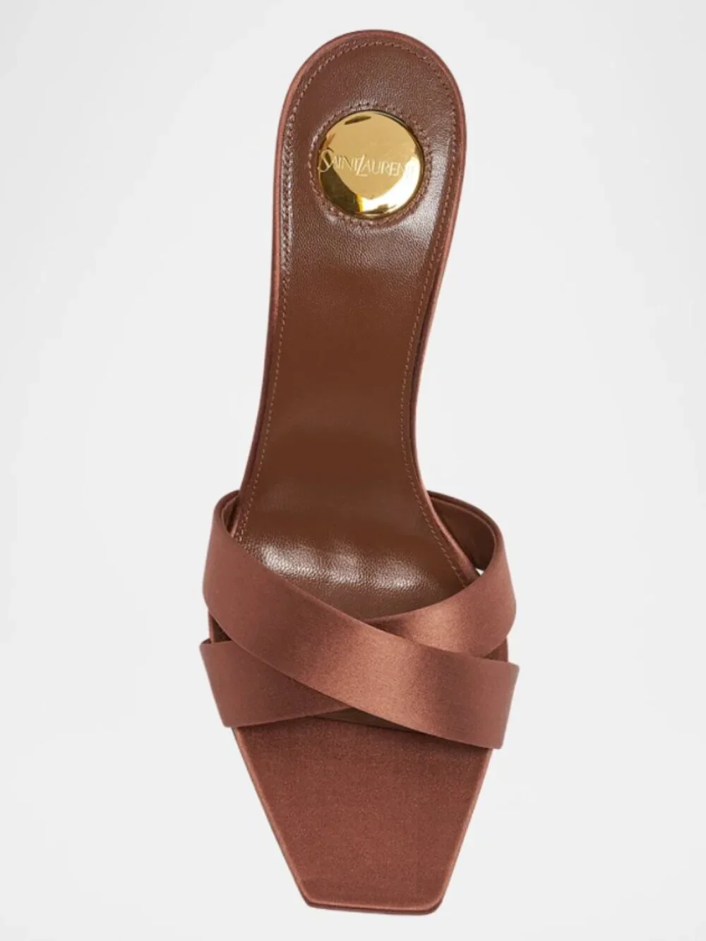 Saint Laurent Opyum YSL Heel Sandals Size 37 1/2 Brown Satin – Authentic - Picture 3 of 6